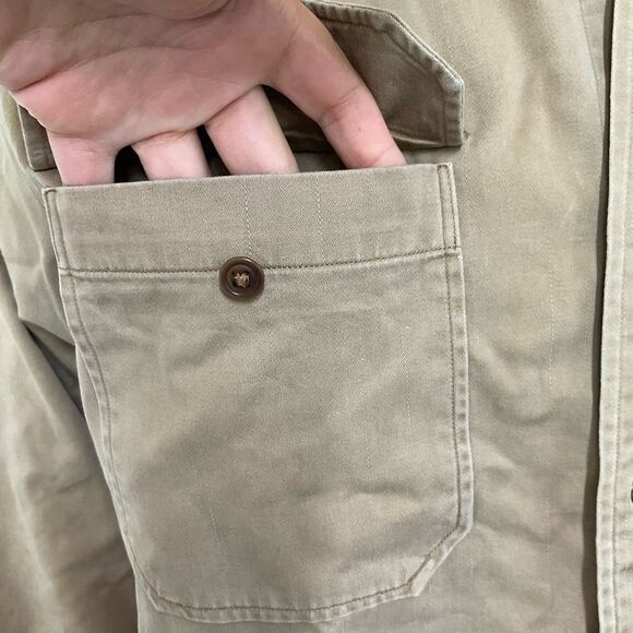 Rare Polo By Ralph Lauren Cotton Pheasant Patch Back Graphic Print Shirt Khaki L - Picture 6 of 17